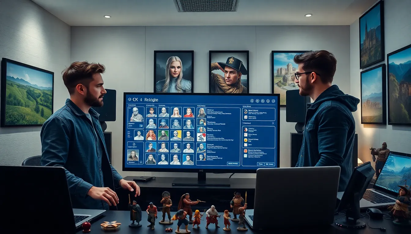 diverse gamers collaborating on CK2Generator in a modern workspace.