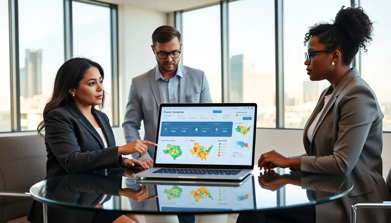 diverse team discussing home insurance policies in a modern Austin office.
