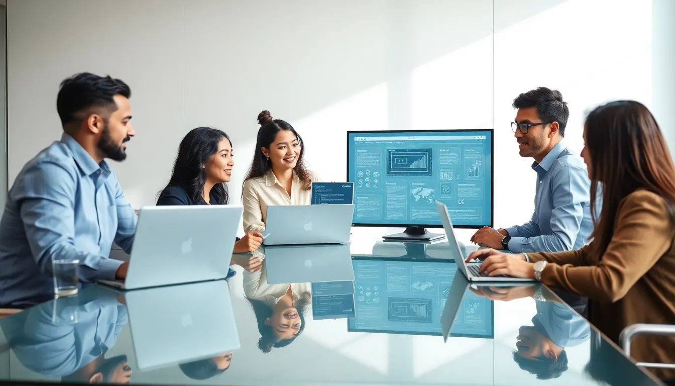 diverse team discussing data erasure software in a modern office.