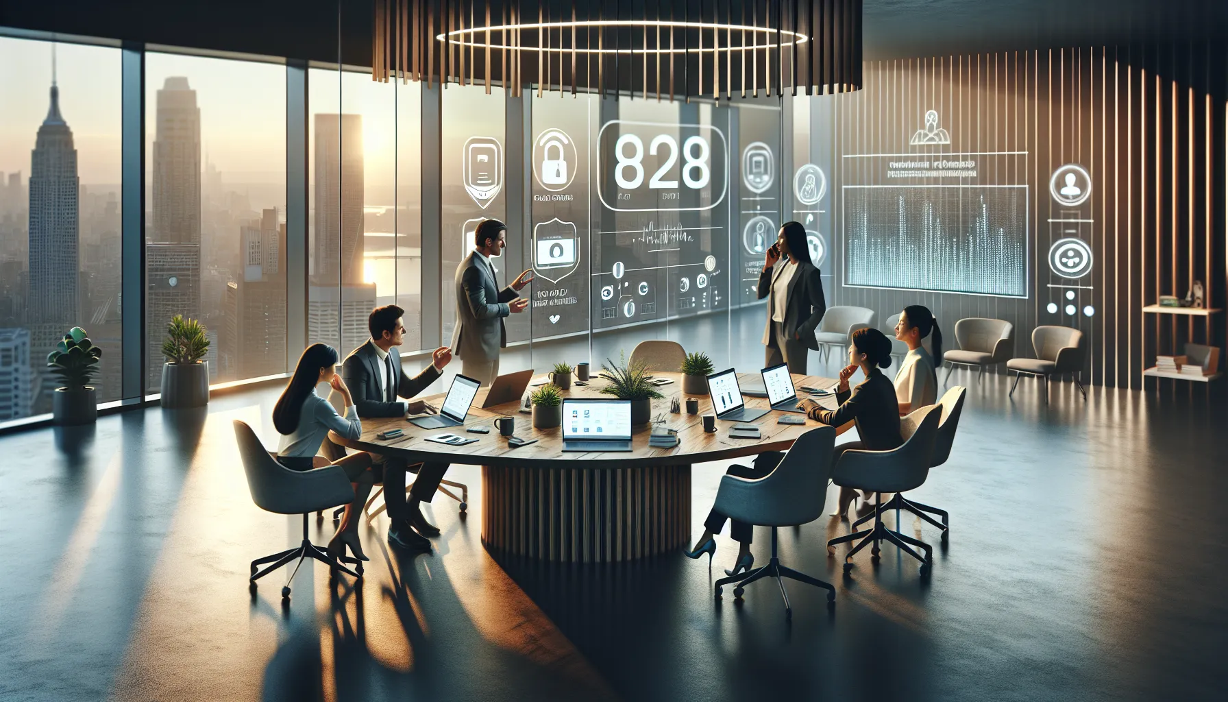 professionals discussing phone number privacy in a modern office.