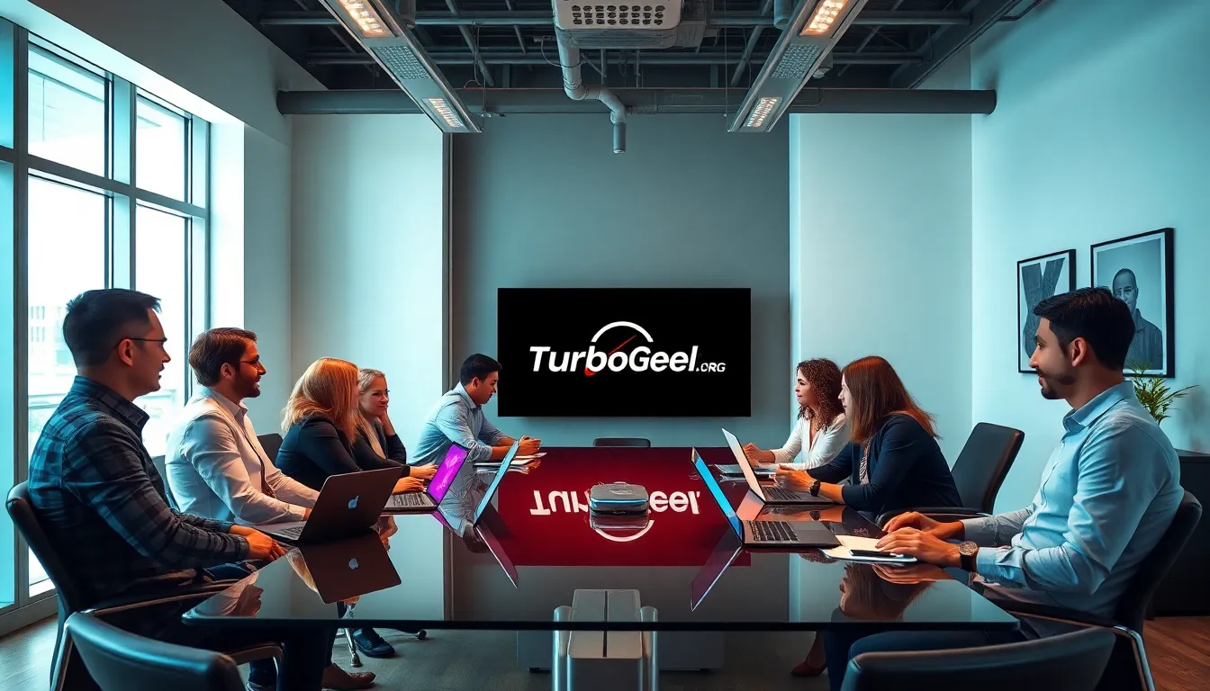 diverse professionals collaborating in a modern tech office.