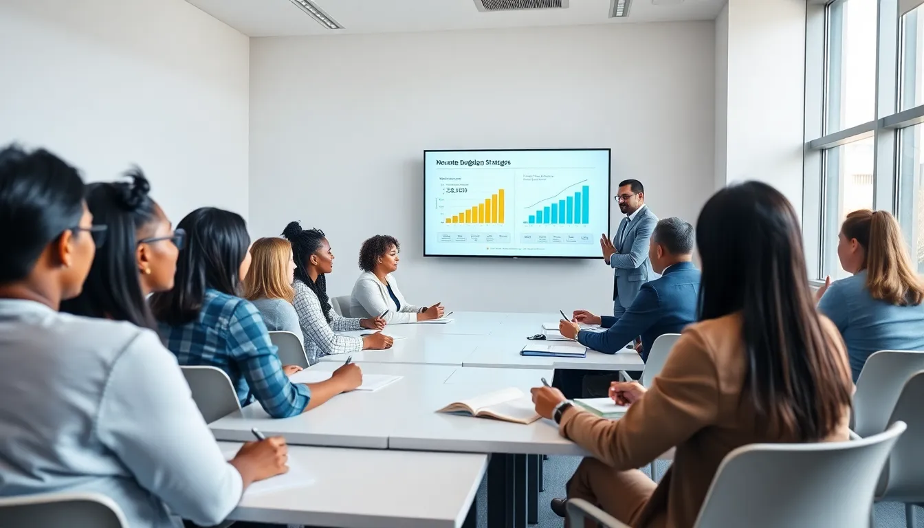diverse group in a budgeting course at a modern classroom.