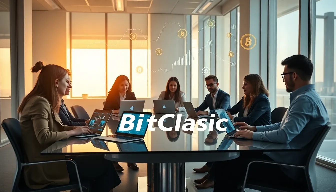 team discussing cryptocurrency innovations centered on BitClassic.