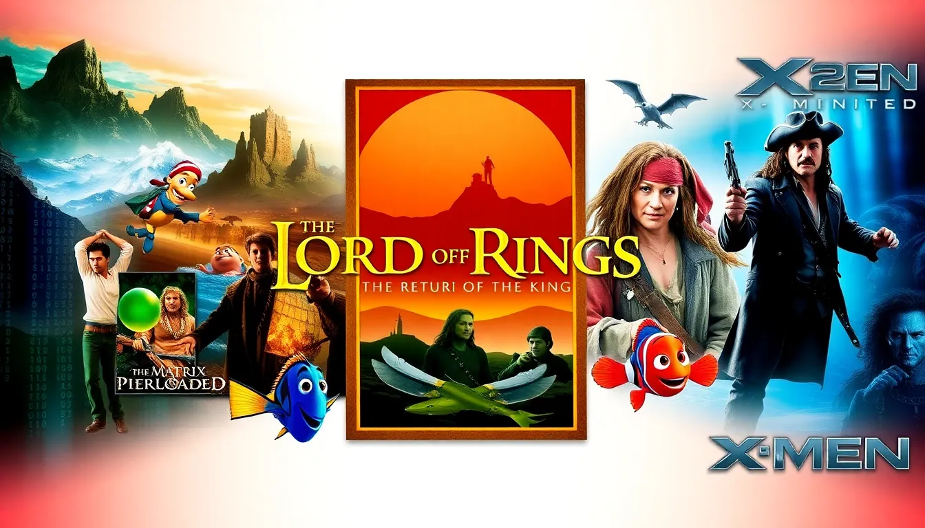 collage of major films from 2003, featuring iconic characters and scenes.