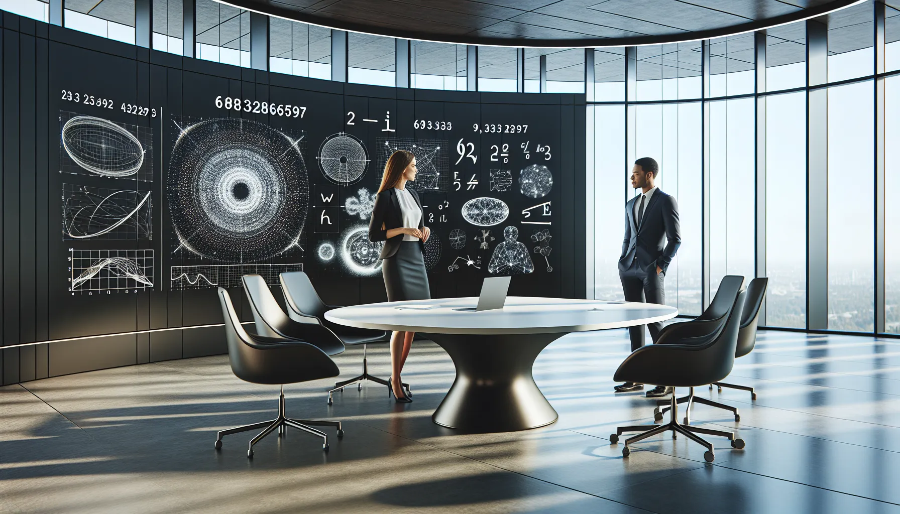 diverse team discussing important numbers in a modern office.