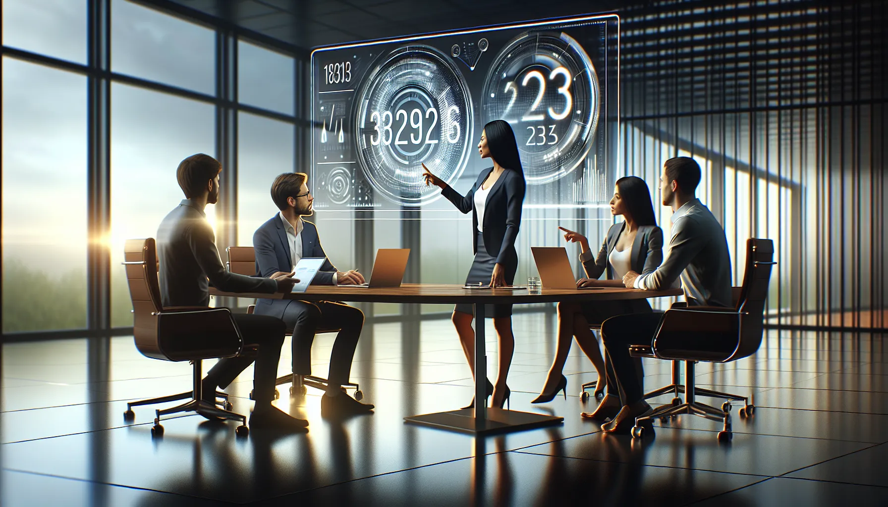 diverse team discussing the significance of a numerical identifier in an office.