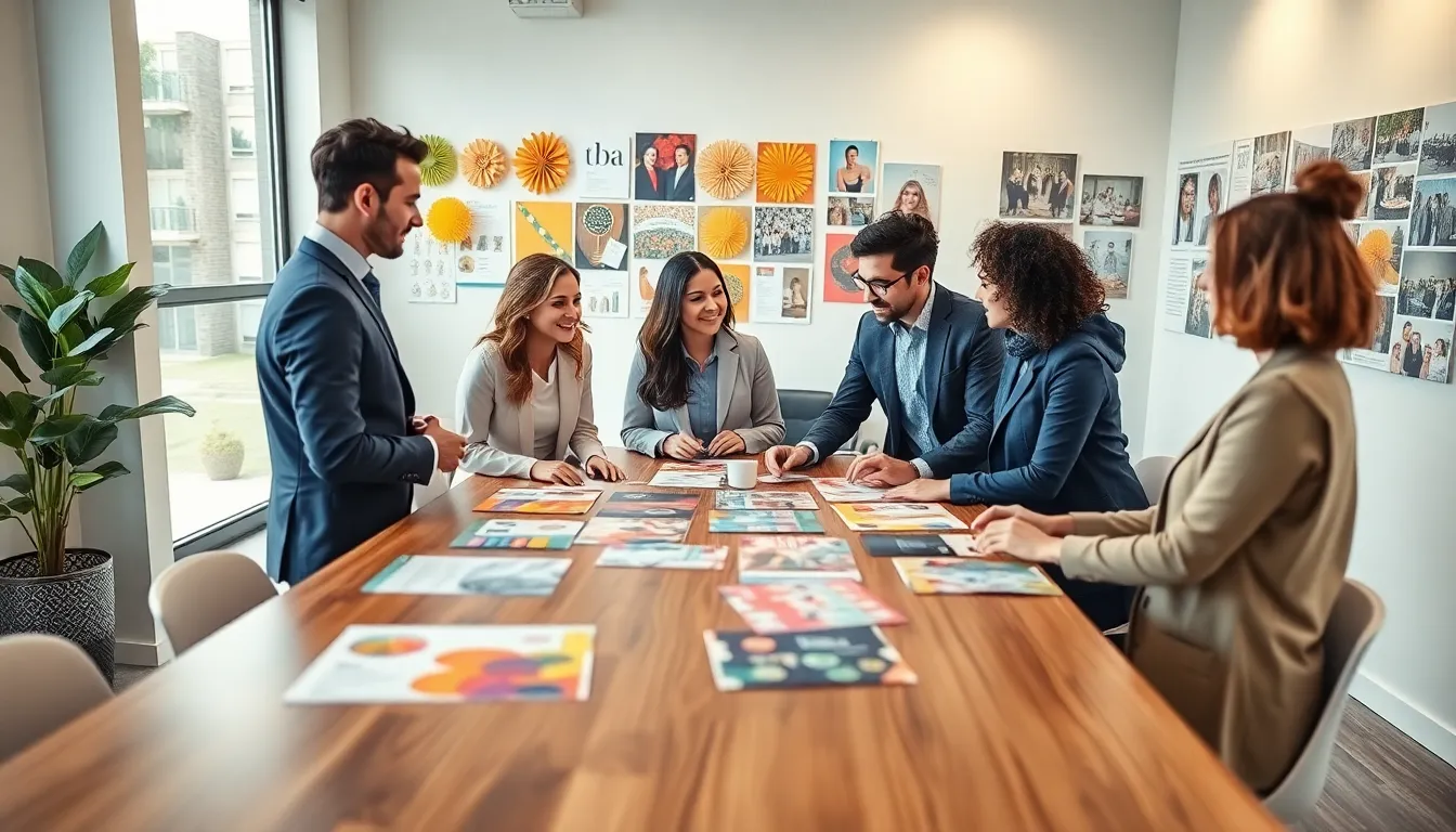 diverse team of event planners collaborating in a modern office.