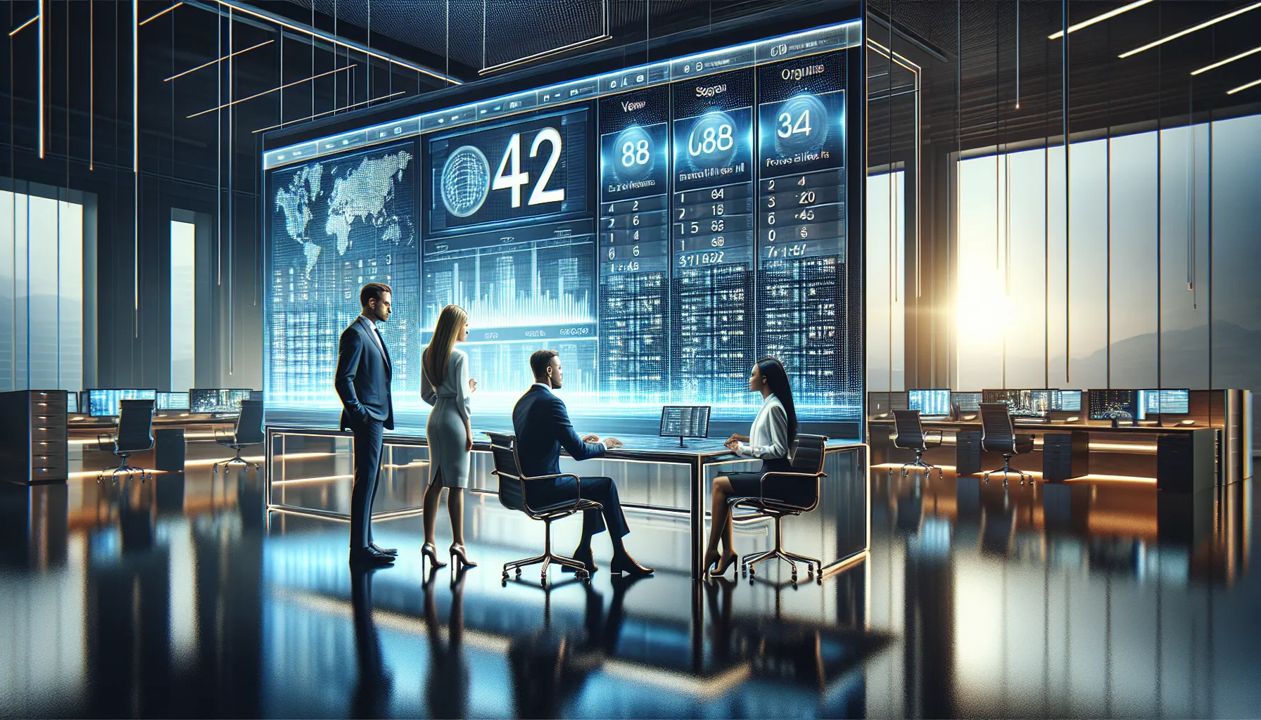 diverse team analyzing a phone number structure in a modern office.