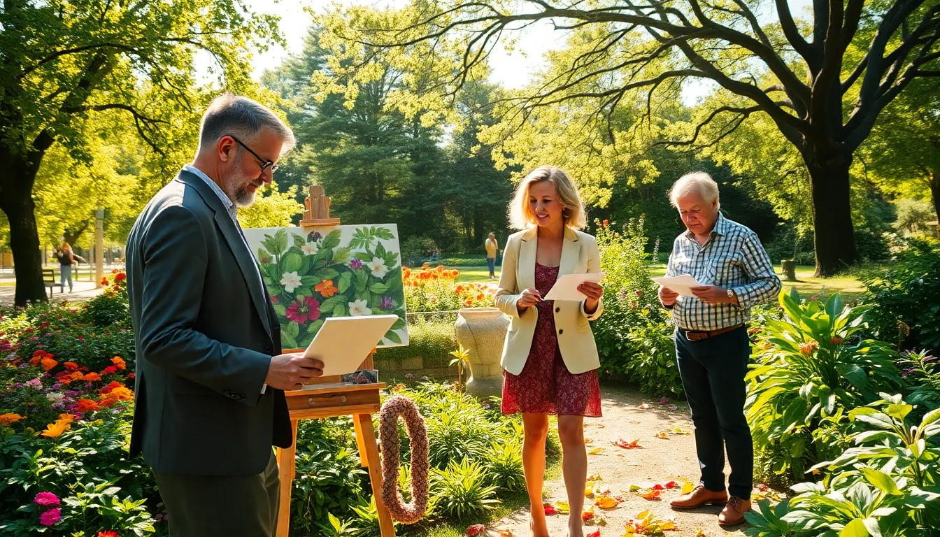 artists drawing inspiration from a vibrant park setting.
