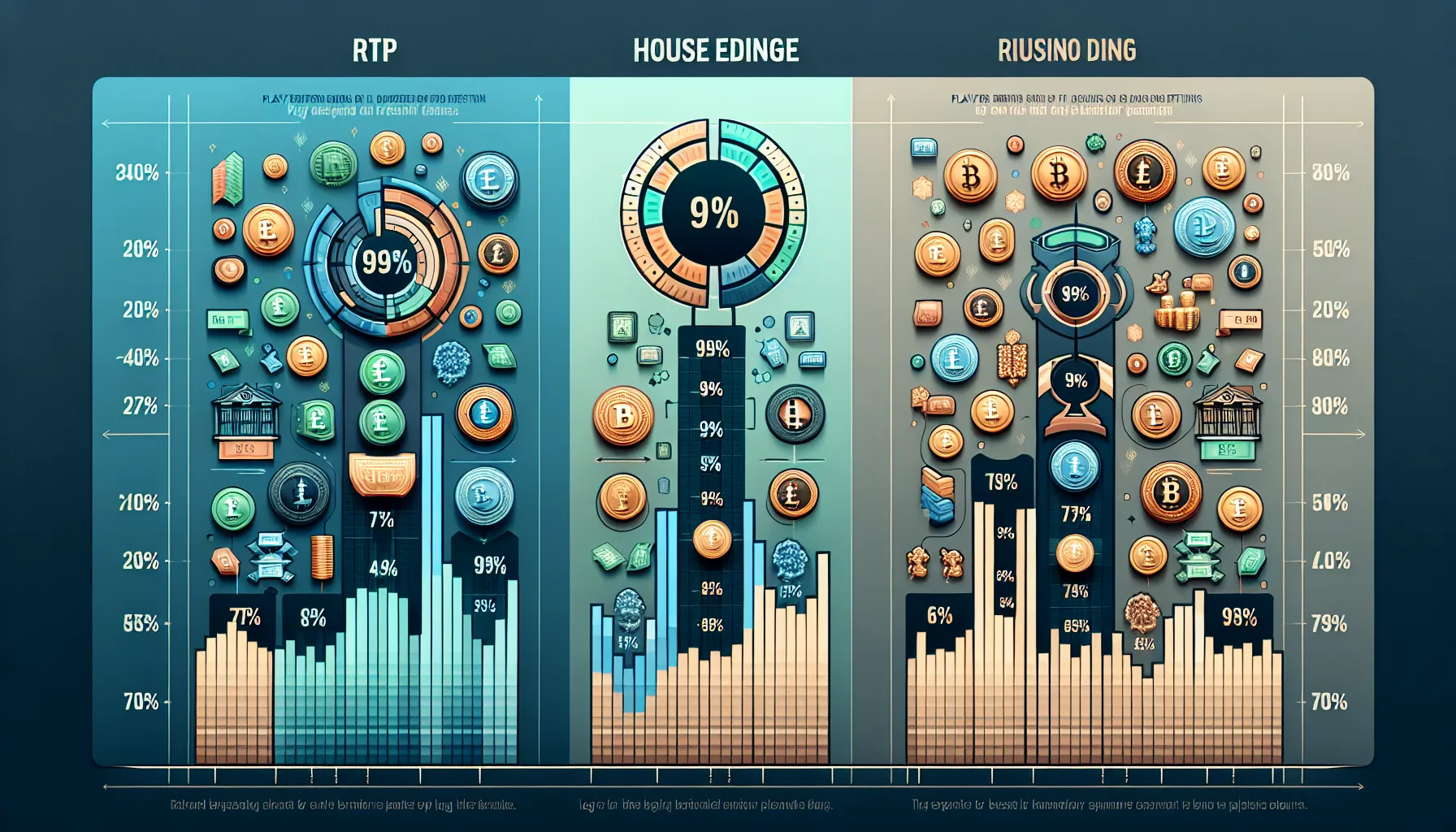 Two-column infographic comparing RTP and house edge in crypto casino games.