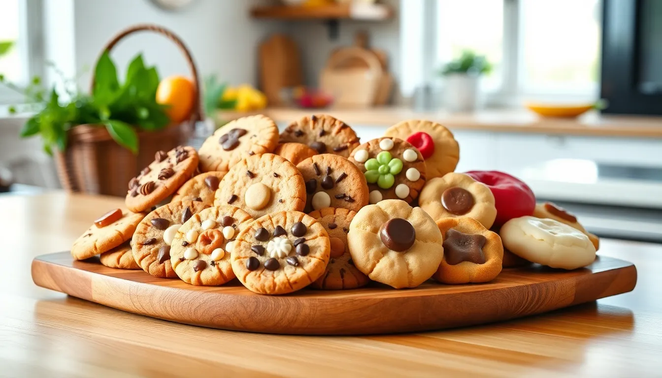 Artisan cookies displayed on a modern platter in a stylish kitchen.