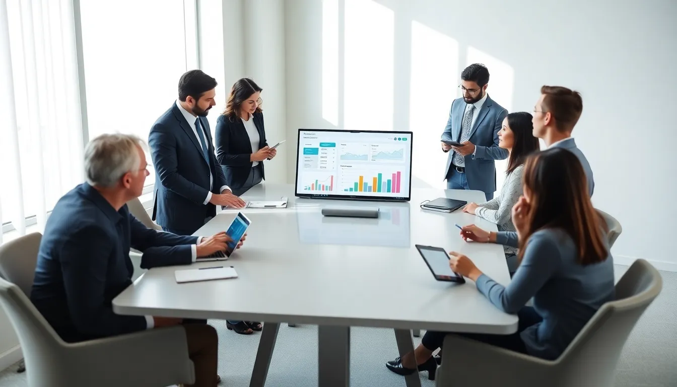 diverse team discussing debt solutions in a modern office.