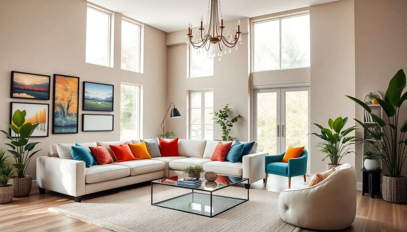 a modern American living room showcasing stylish interior design.