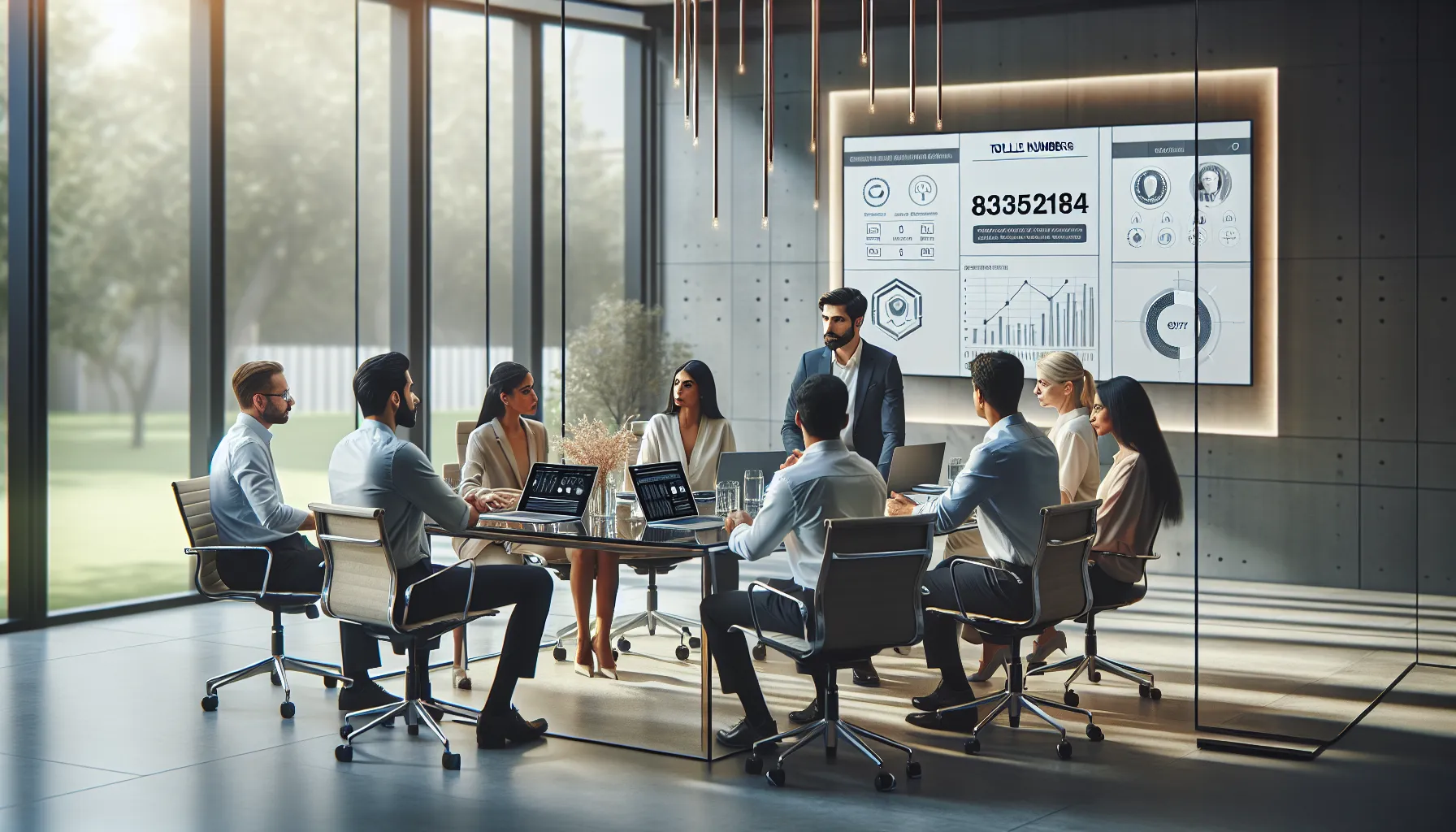 diverse team discussing customer service strategies in a modern office.