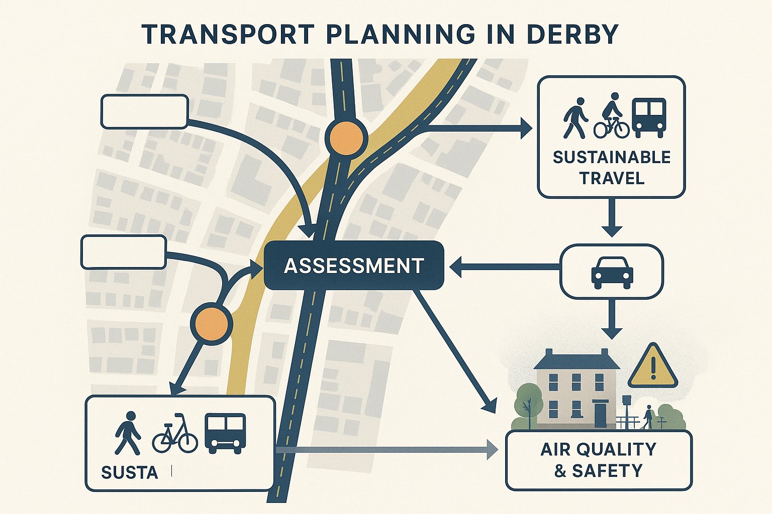 Infographic showing how Derby’s transport conditions shape planning decisions.