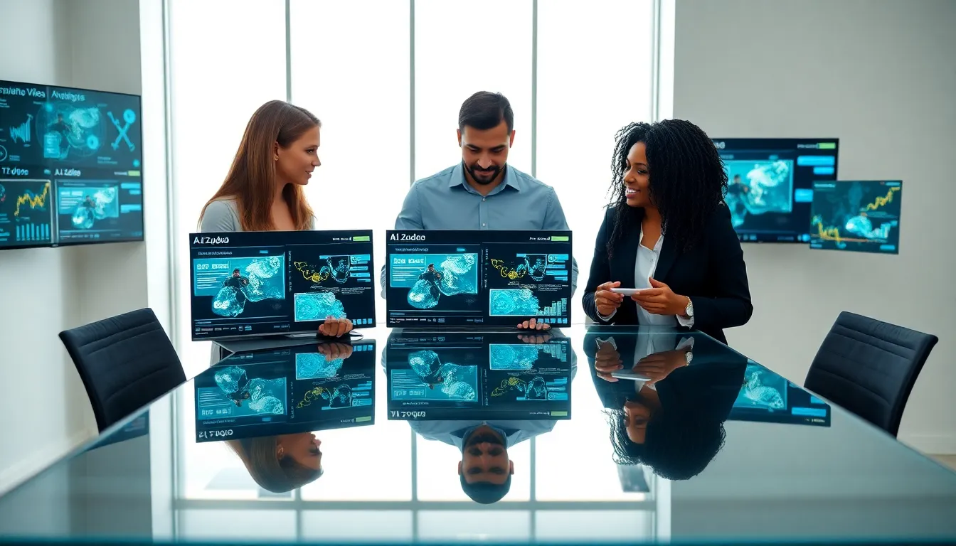 diverse team discussing video technology in a modern office.