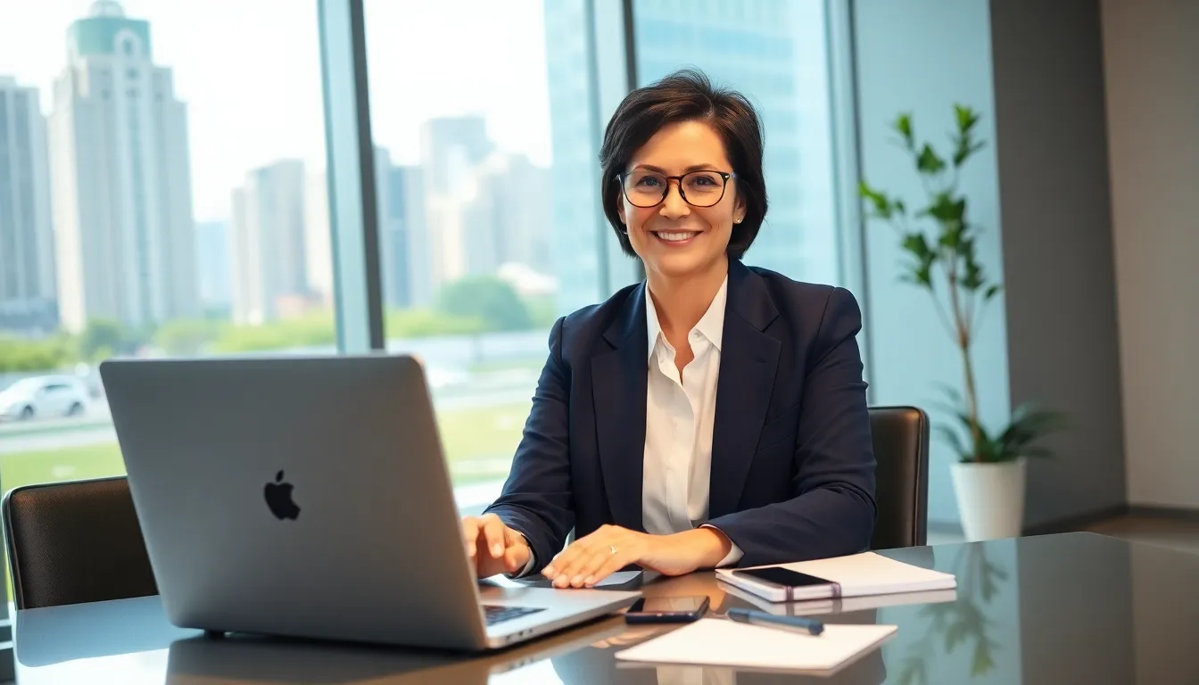 a property manager in a modern office, symbolizing effective communication and accessibility.