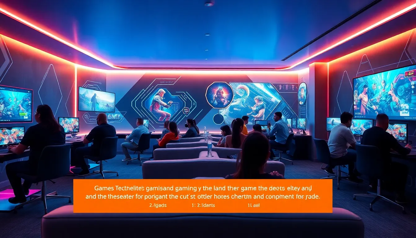 diverse players enjoying games in a modern gaming lounge.