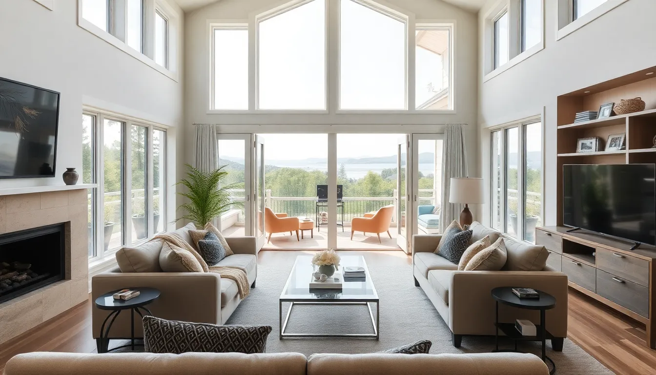 Modern living room of a second home with inviting decor.