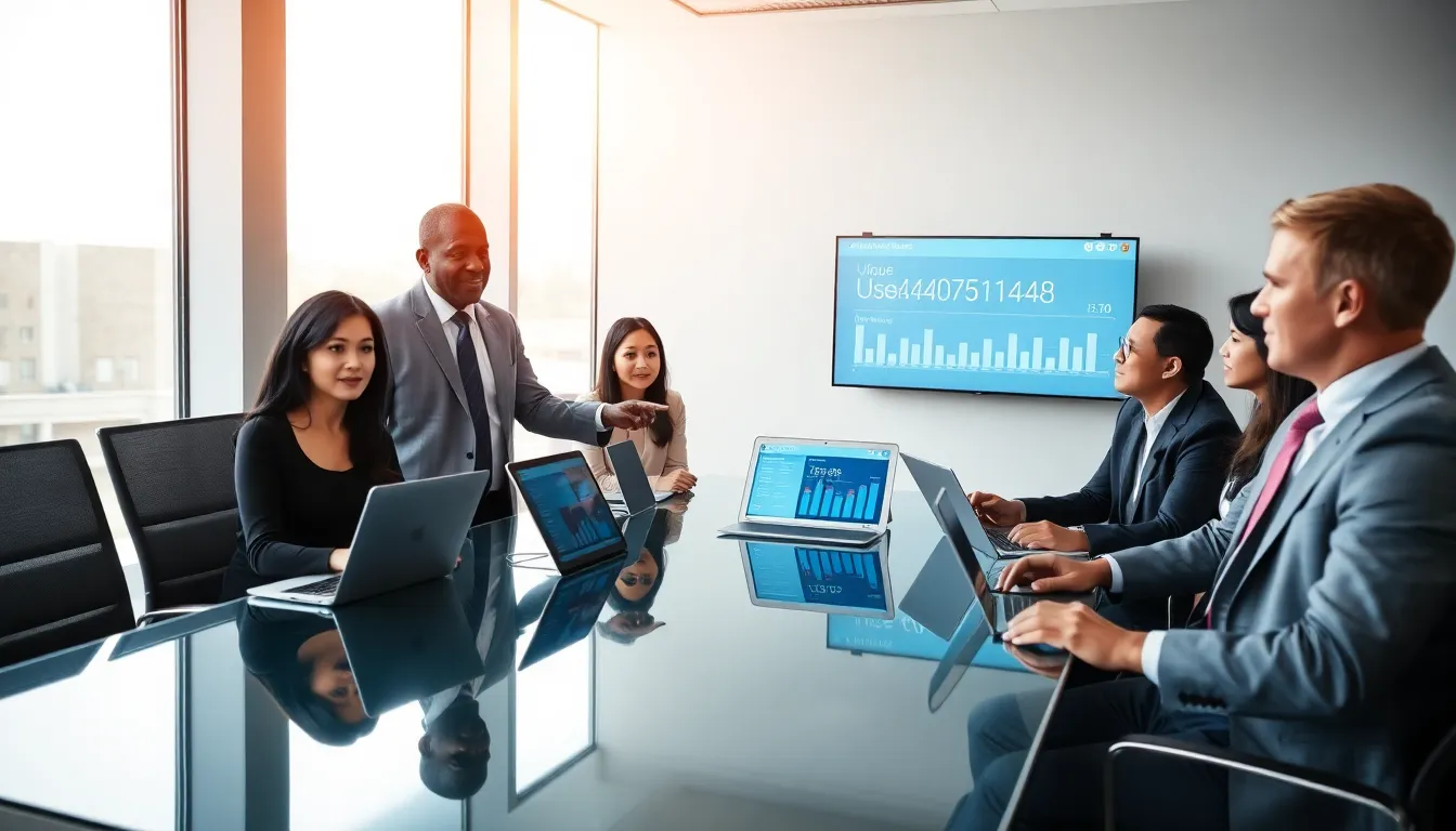 diverse team discussing digital user identifiers in a modern office.