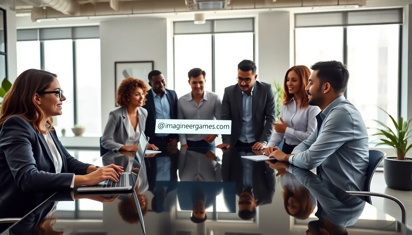 diverse professionals collaborating in a modern office setting.