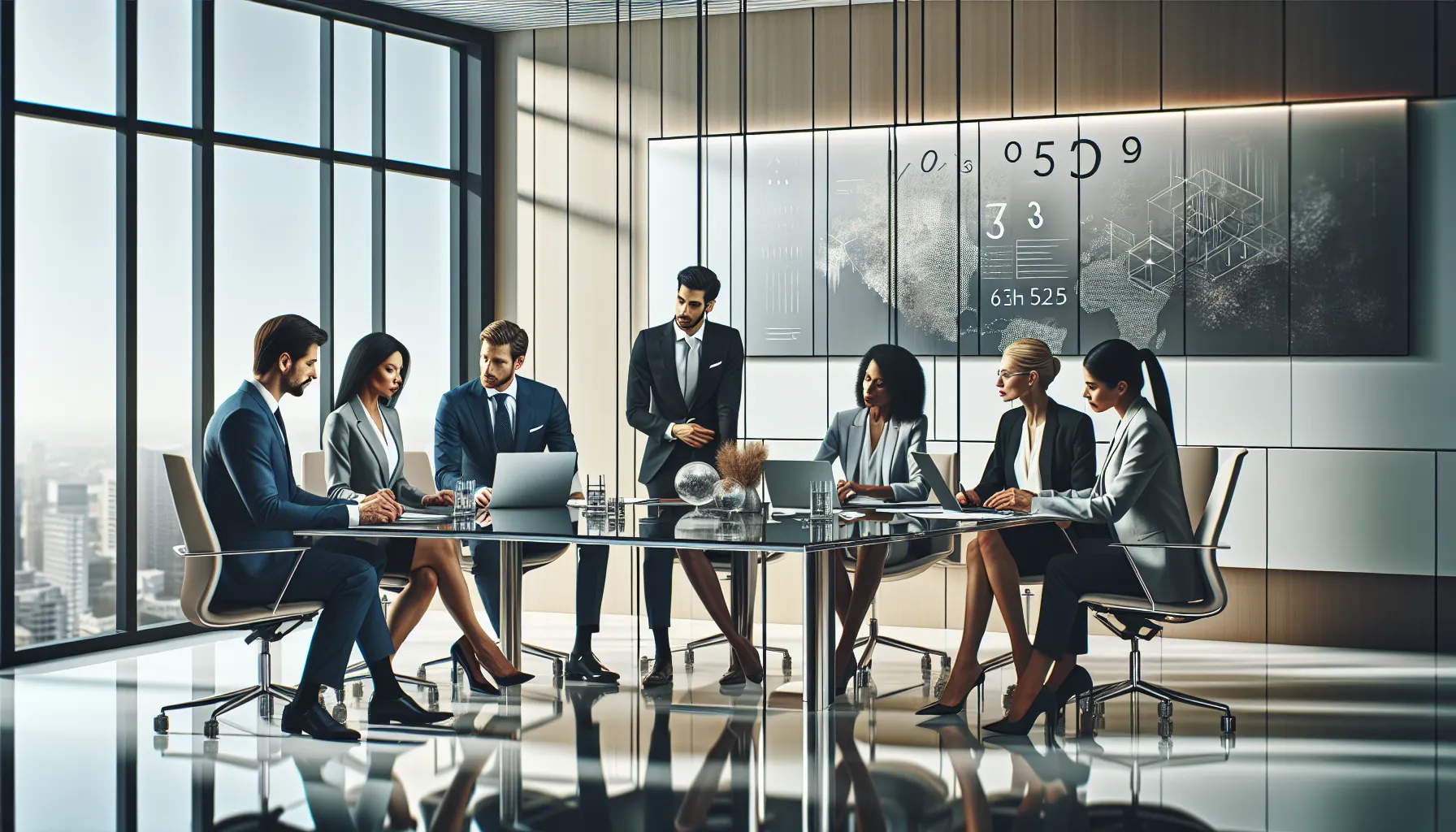 diverse professionals discussing business significance in a modern office.