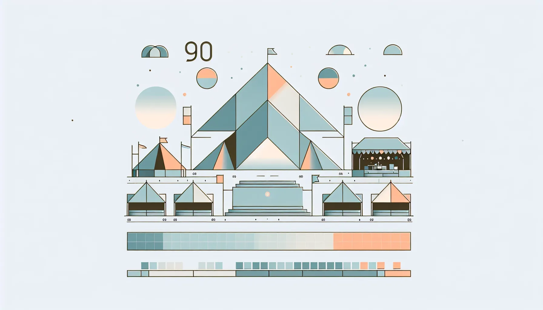 Temporary event structures including tent, stage and vendor stands with 90-day timeline