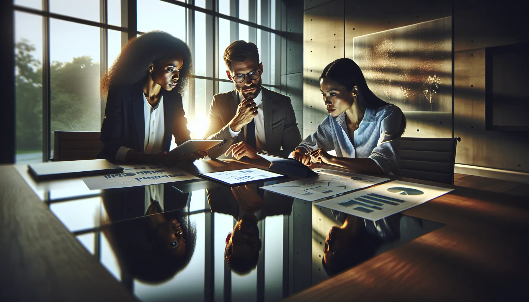 professionals discussing data integrity in a modern office.