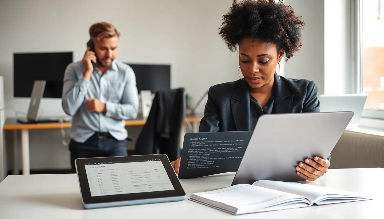 IT professionals troubleshooting software installation issues in a modern office.