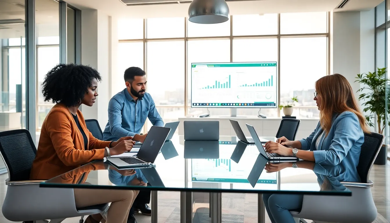 diverse team collaborating on productivity hacks in a modern office.