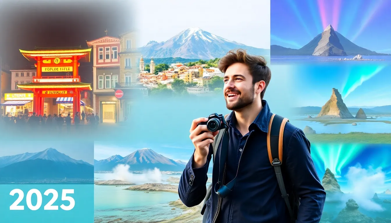collage of top travel destinations for 2025.