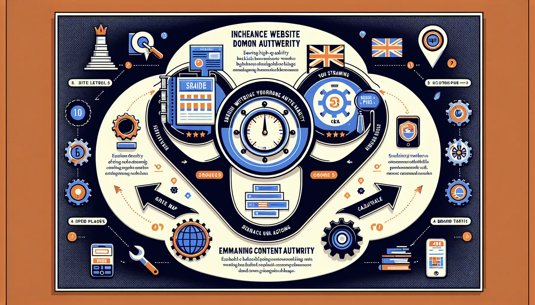 Infographic of three pillars to boost UK website domain authority.