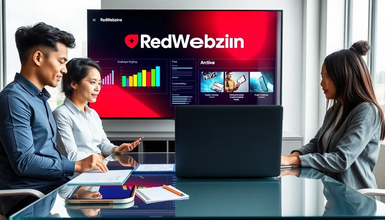 diverse team collaborating on multimedia content in a modern office.