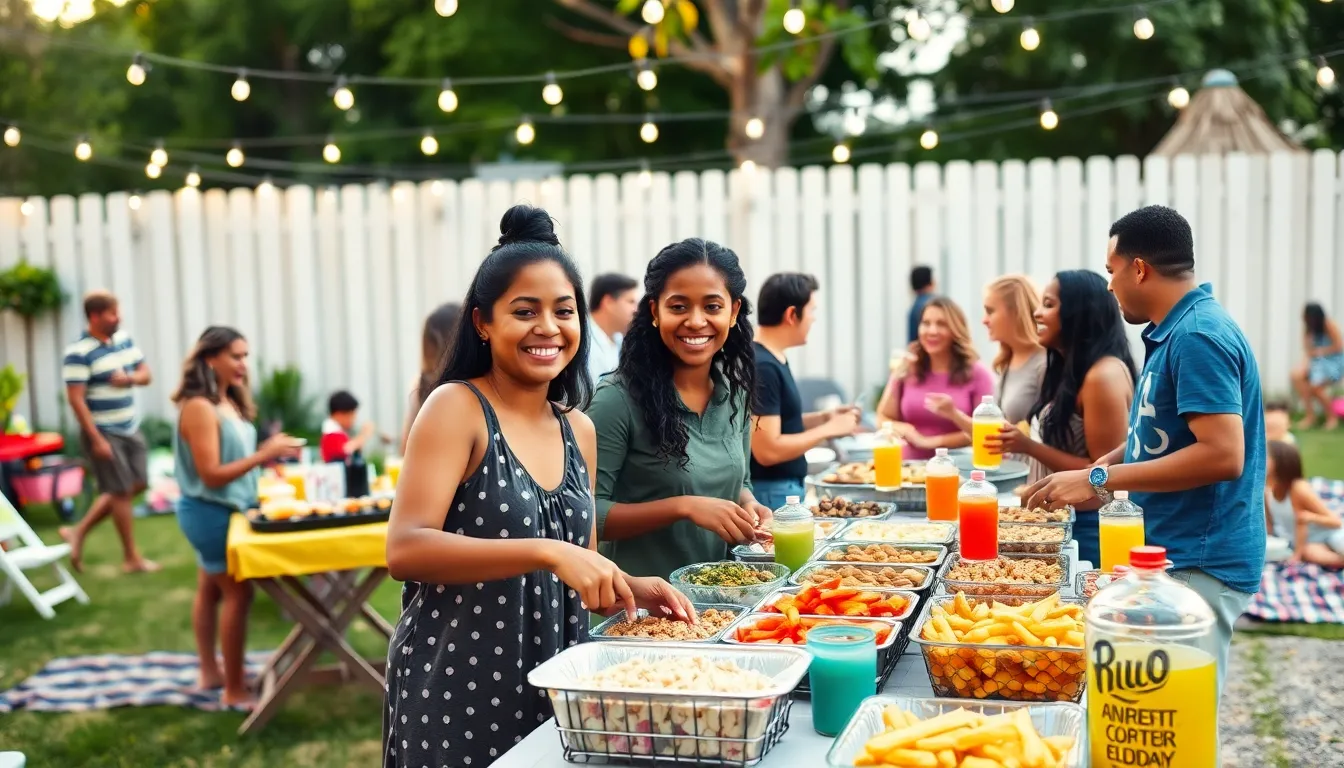 diverse friends enjoying a backyard barbecue gathering.