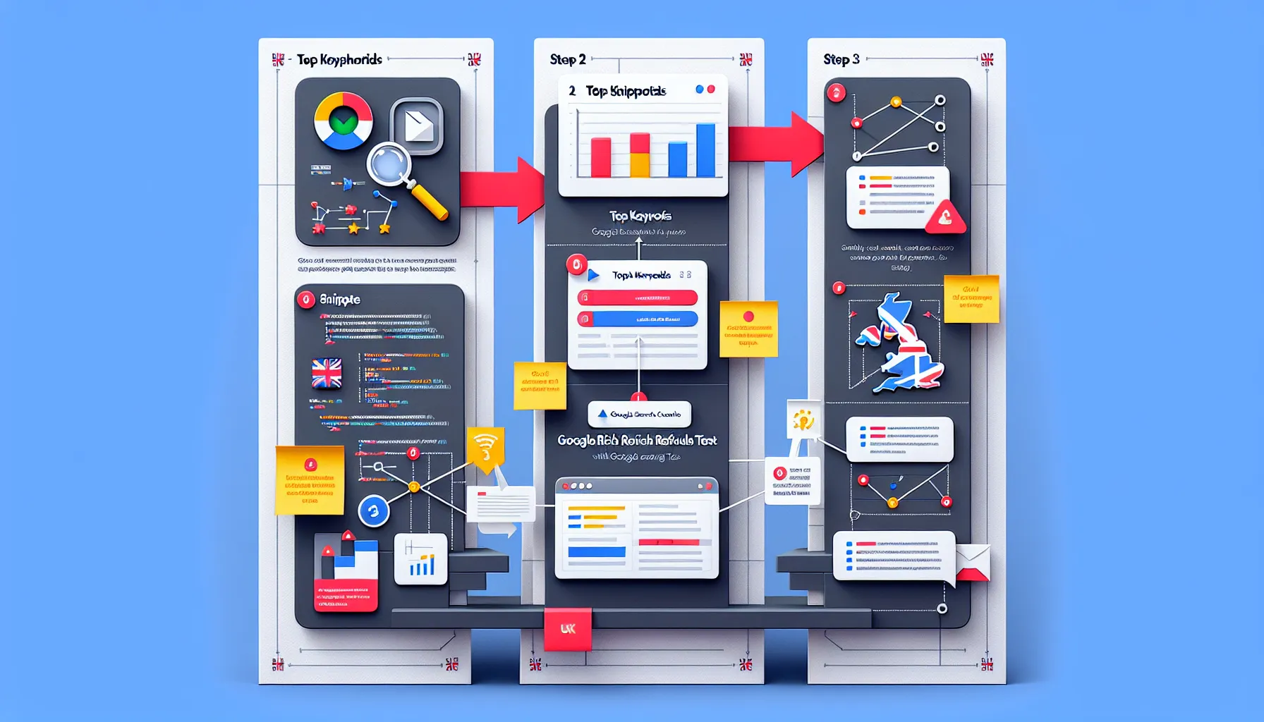 Three-step UK-focused process to implement and monitor Google rich snippets.