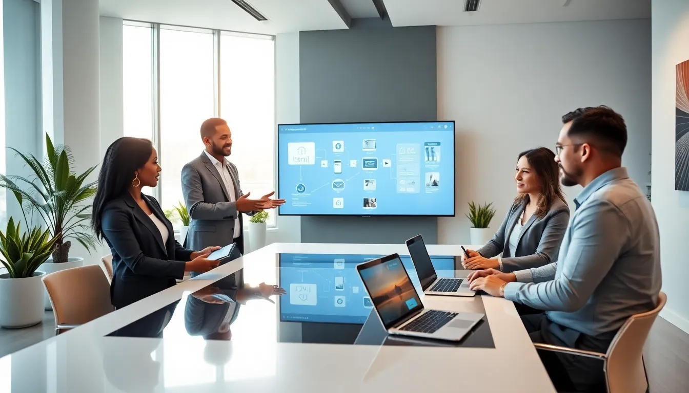 diverse team discussing Itsana2 in a modern office.