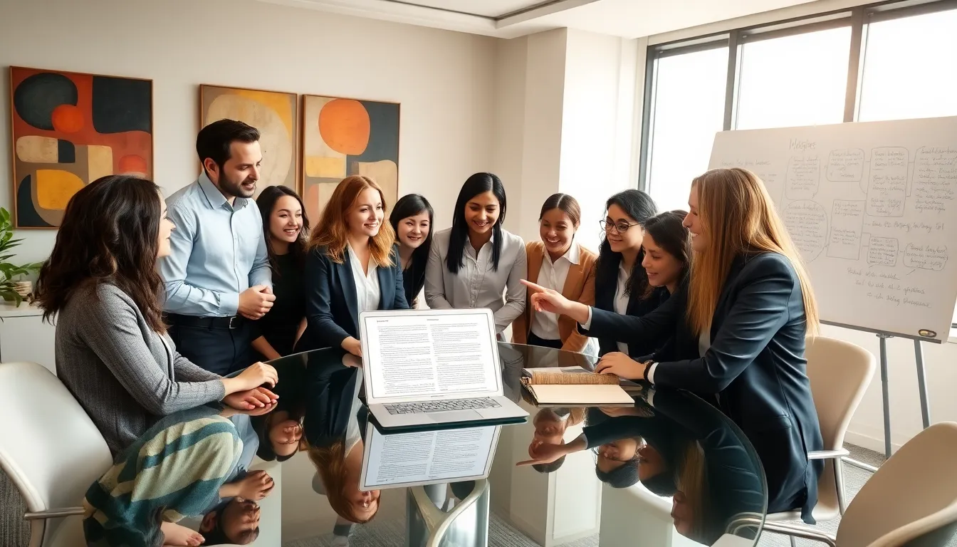 diverse team discussing the cultural origins of kaifmoch in an office.