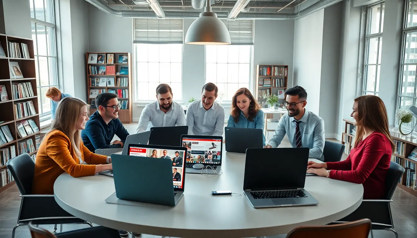 diverse professionals collaborating in a modern, inspiring workspace.