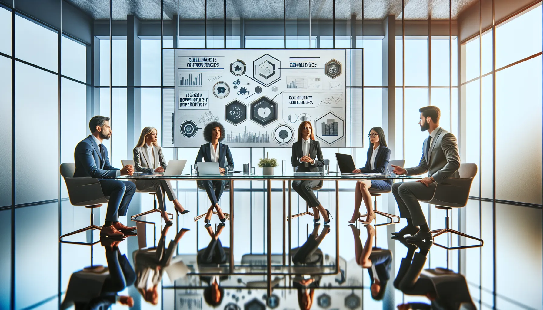 diverse panel discussing challenges of фгещугкщ in a modern conference room.