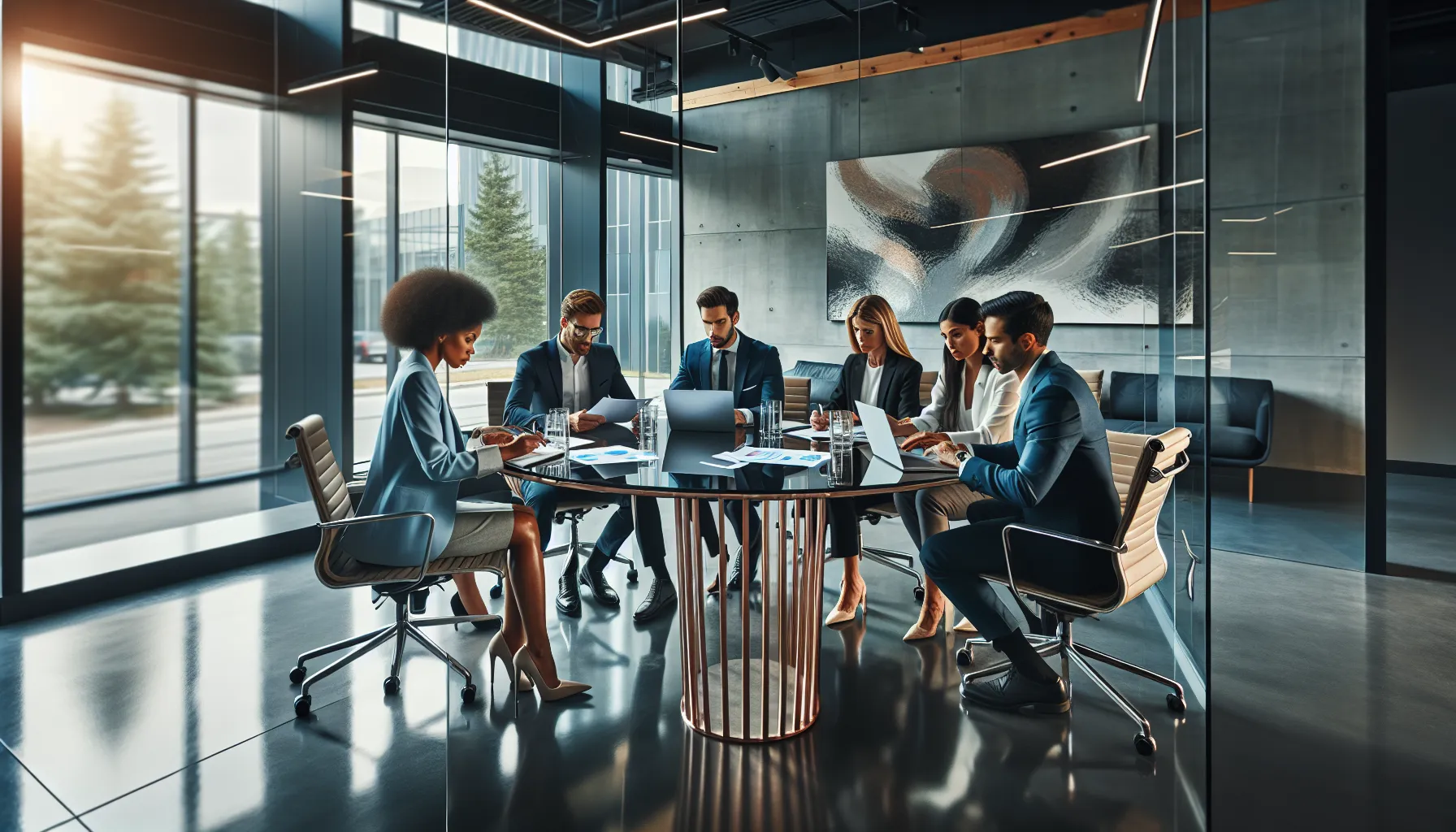 diverse team discussing property maintenance strategies in a modern office.