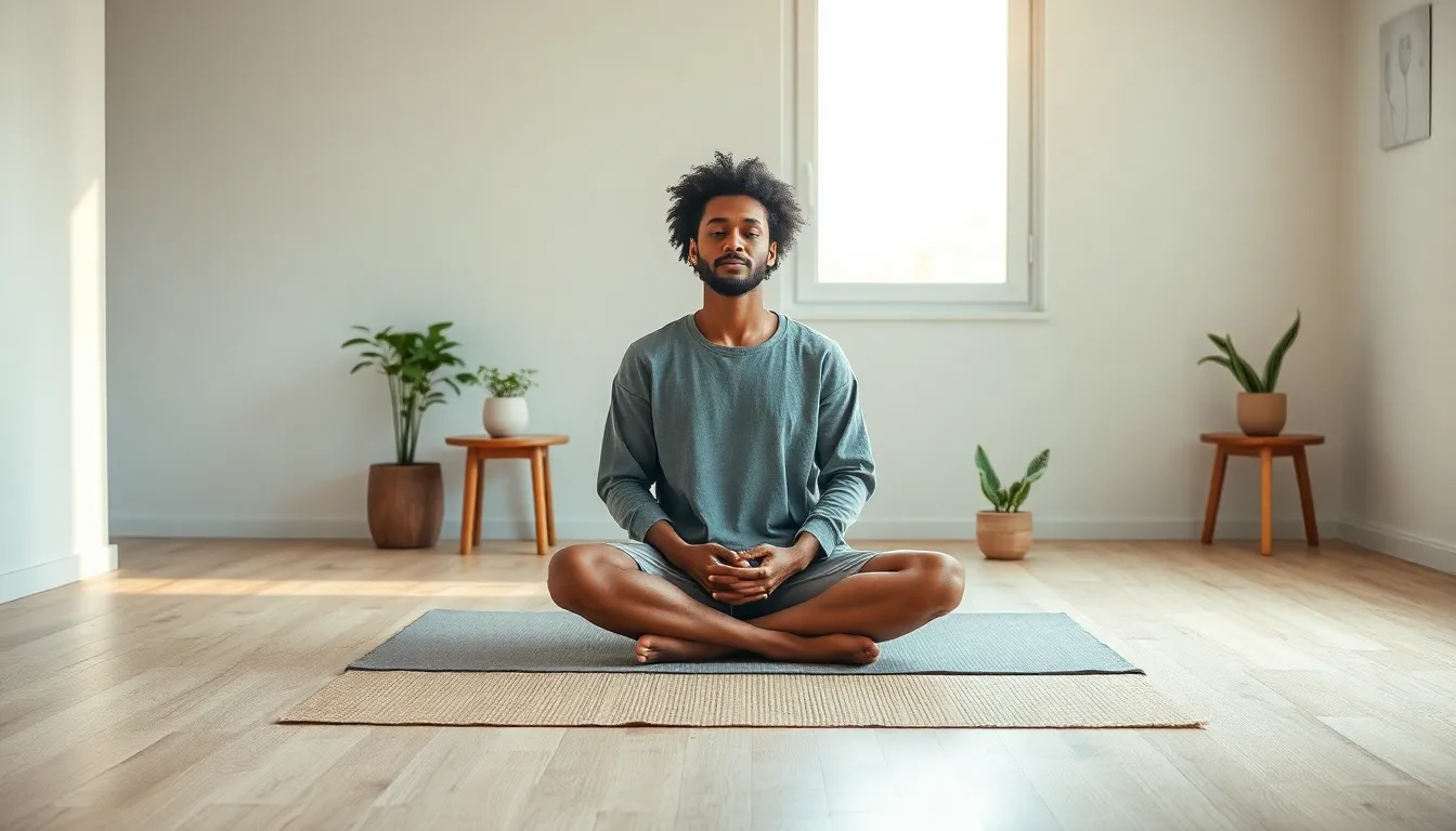 single person practicing an ascetic lifestyle in a minimalistic room.