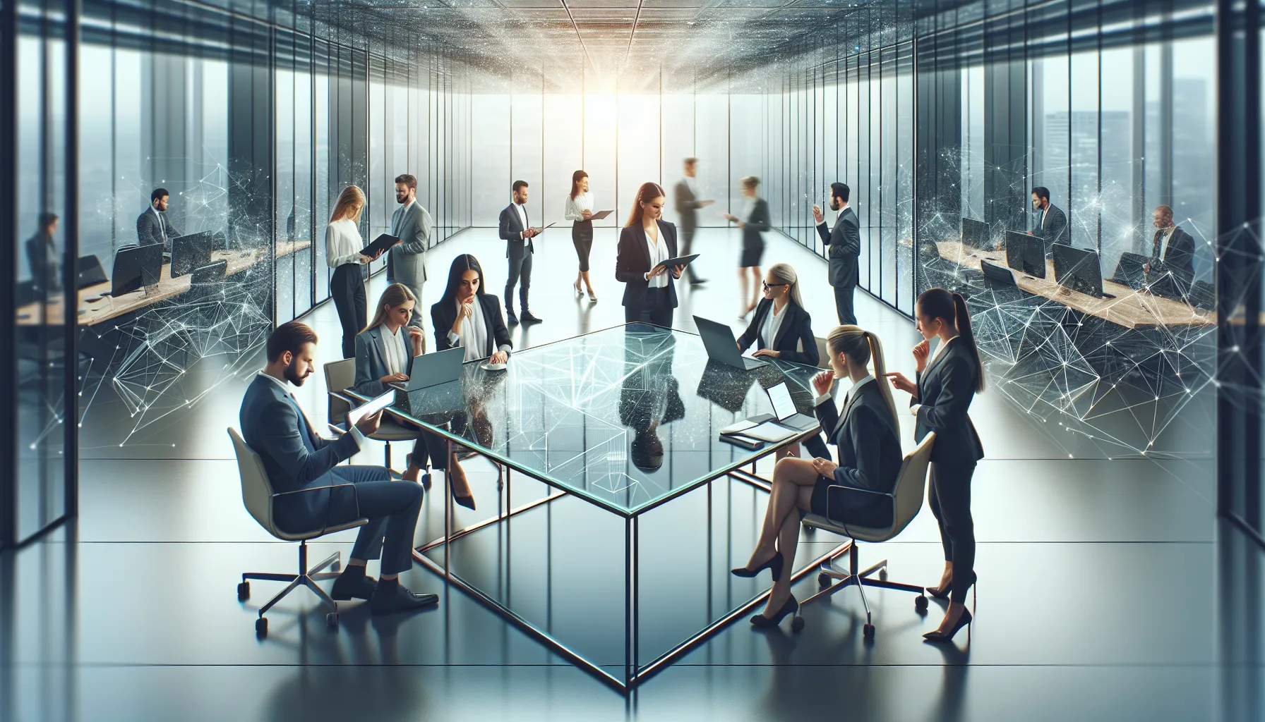 diverse professionals collaborating in a modern office.