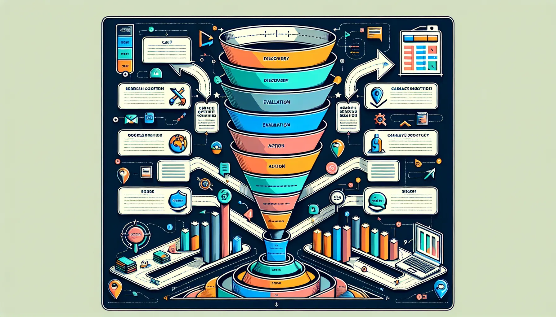 Process funnel and checklist for UK-focused search-optimised content strategy.