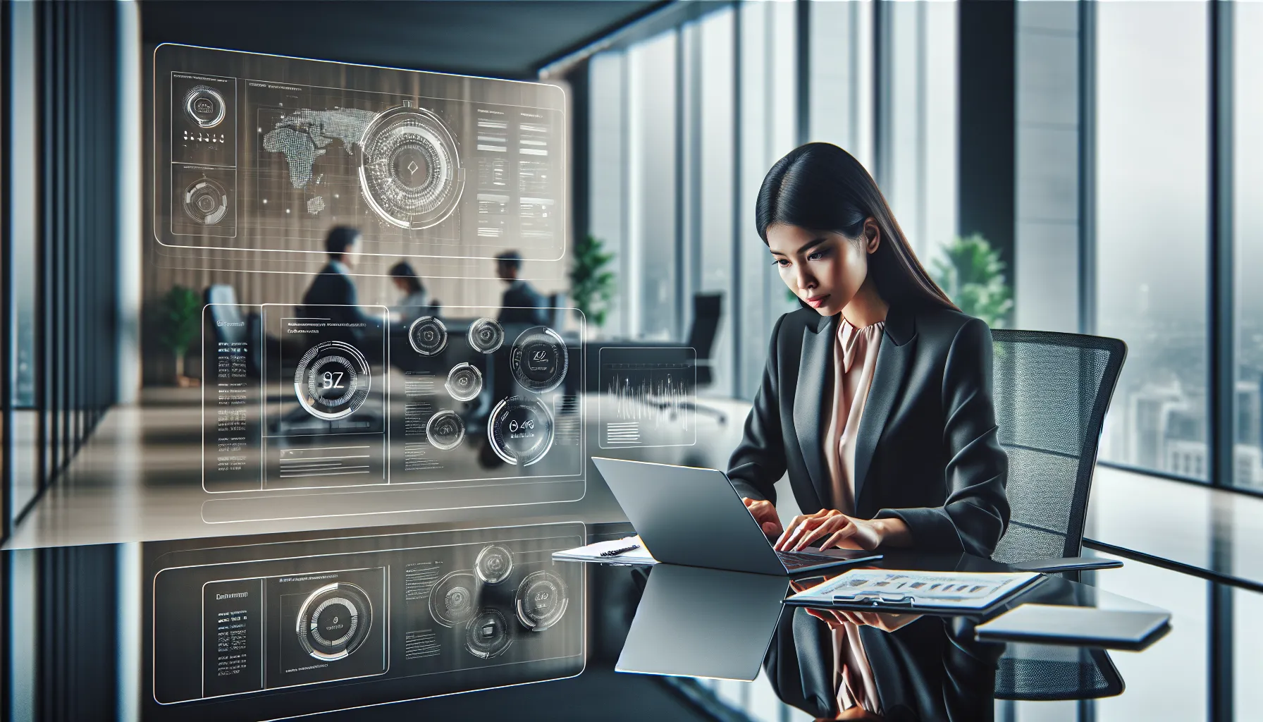 Professional updating Endbugflow software in a modern office setting.