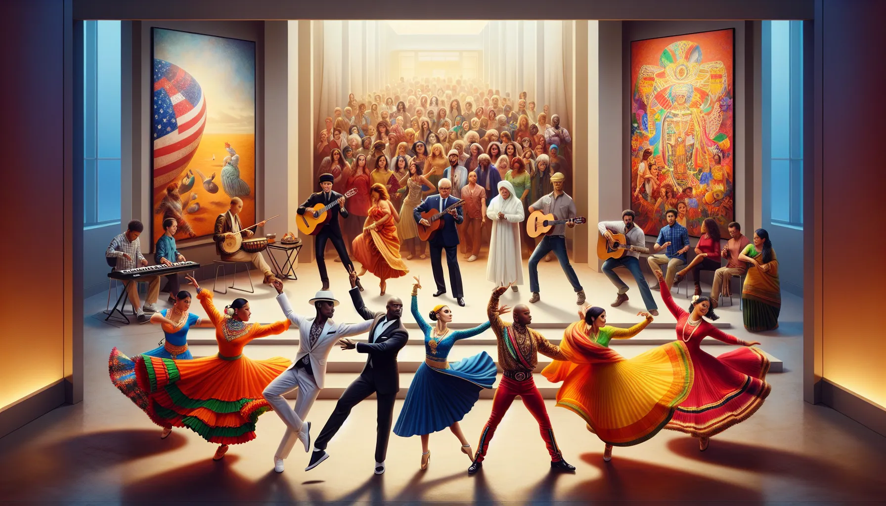 diverse performers showcasing Πωστεγι traditions in a vibrant setting.