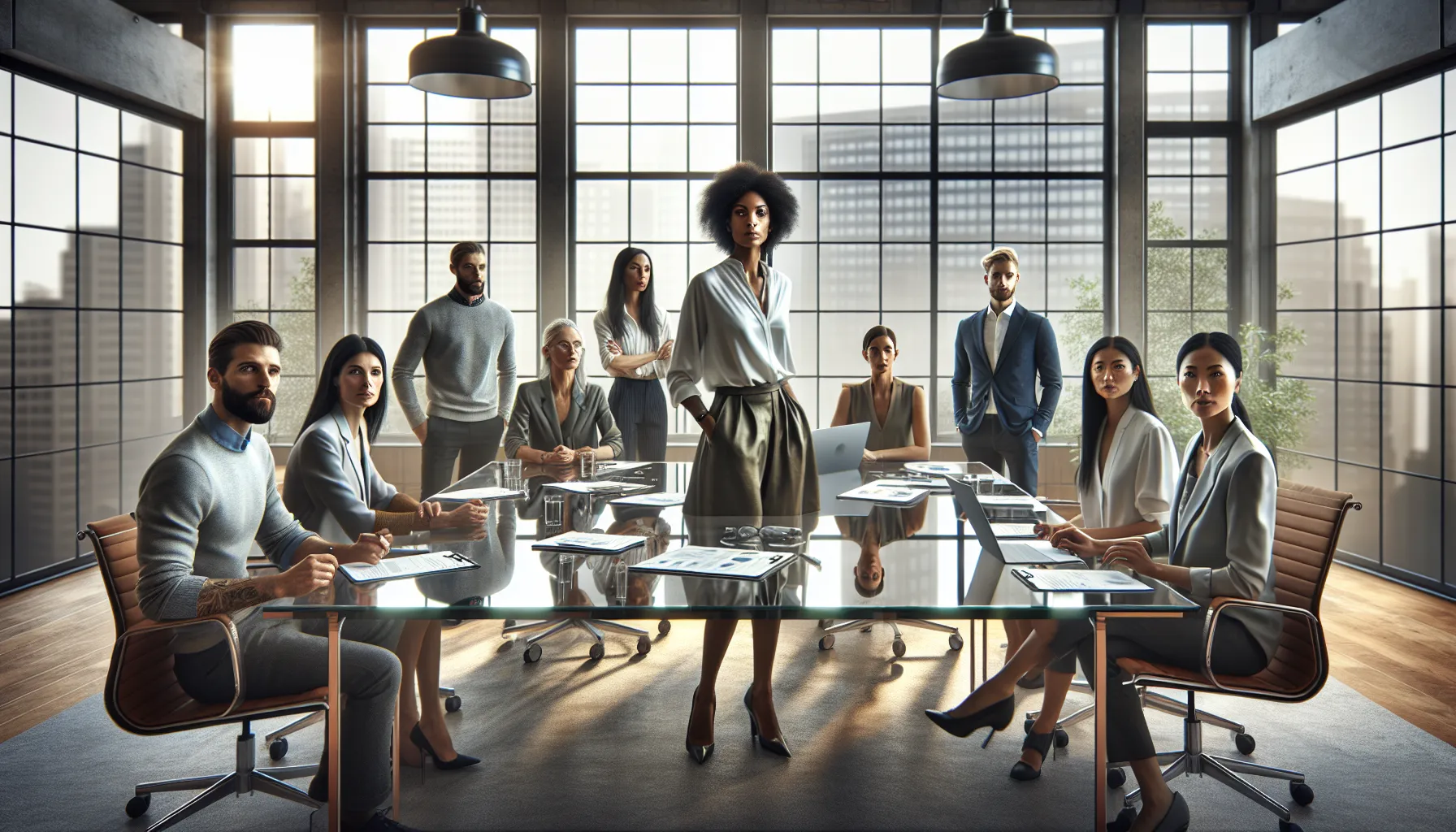 Beth Jennings collaborating with a diverse team in a modern office.