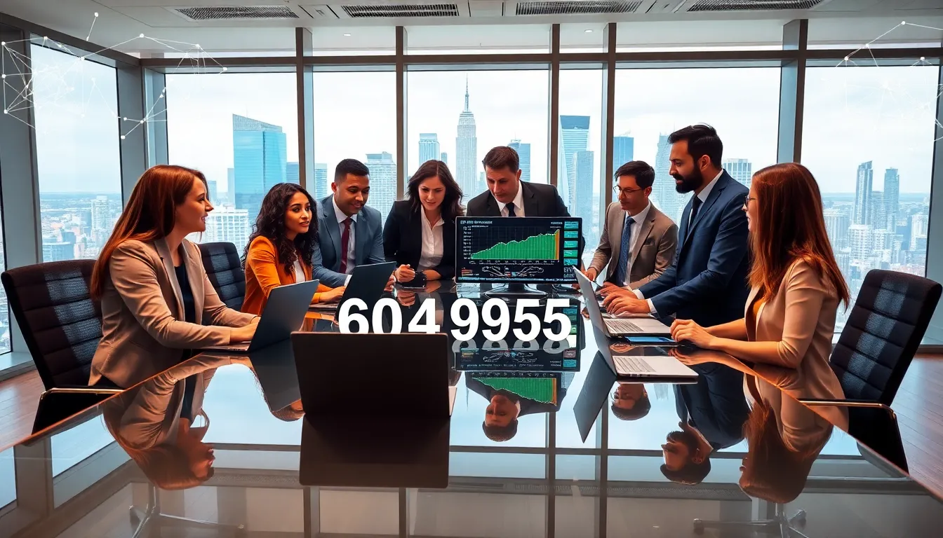 diverse team analyzing data in a modern office setting.
