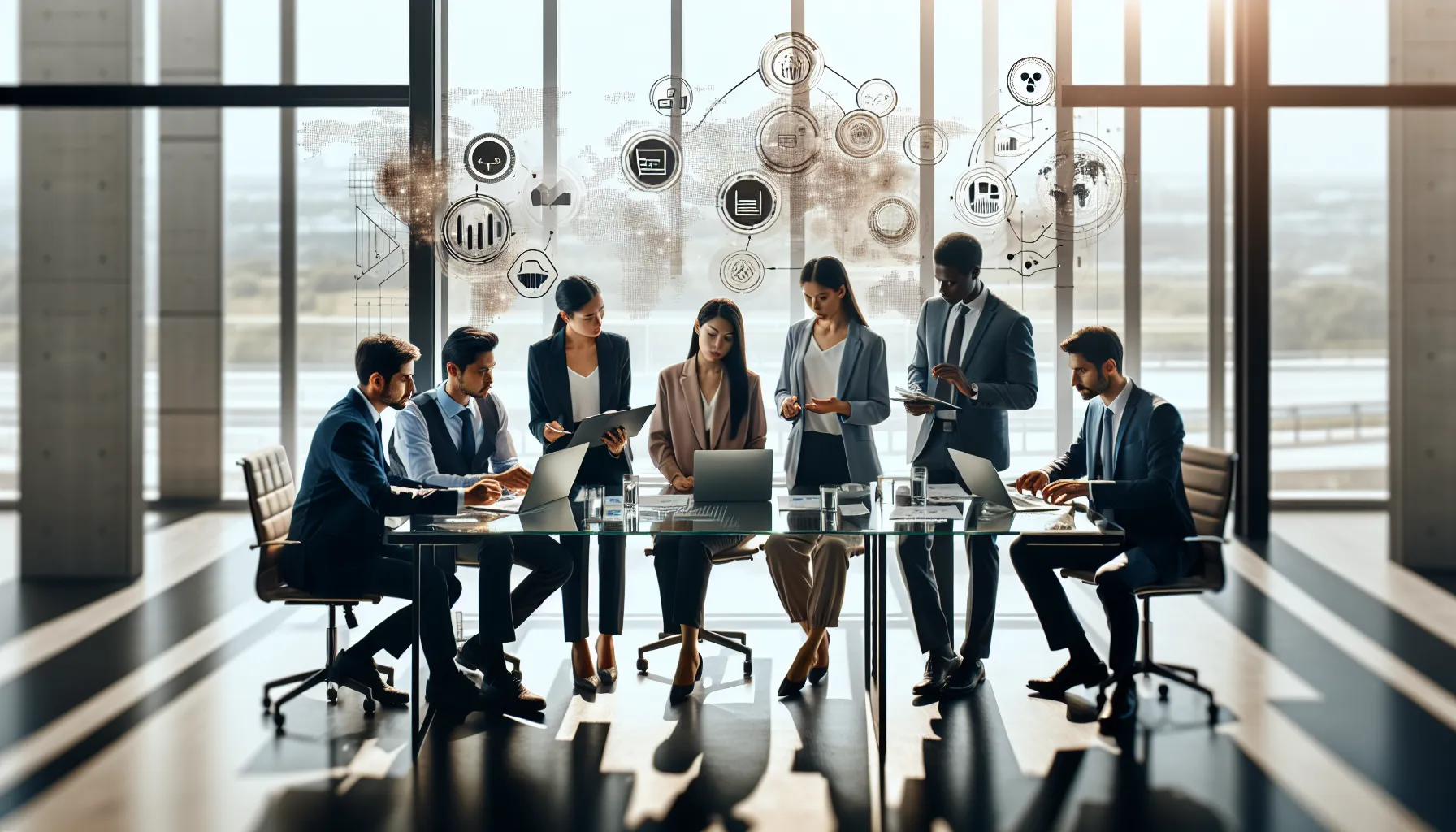 diverse team collaborating in a modern office setting.