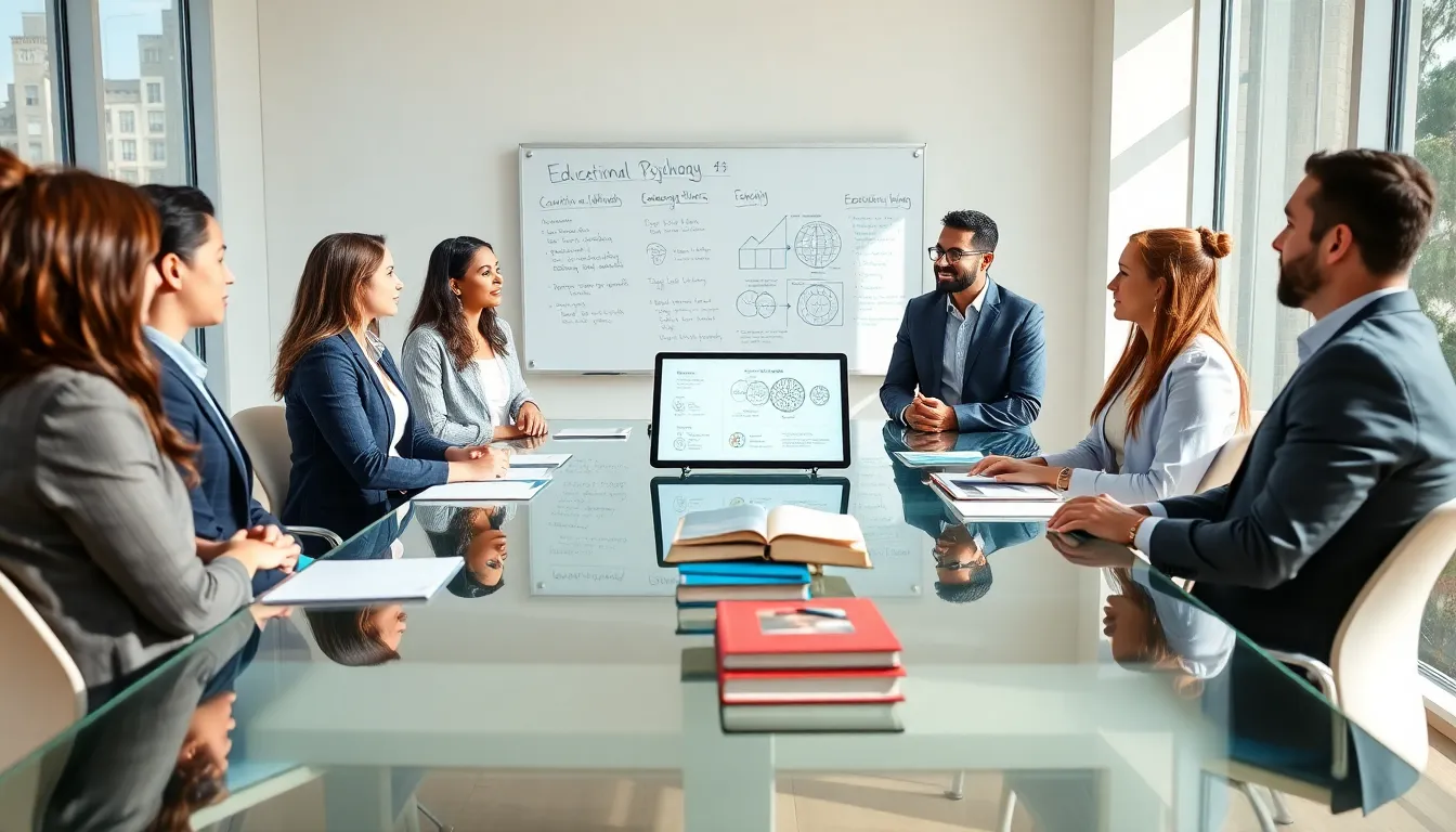 diverse educators collaborating in a modern conference room.