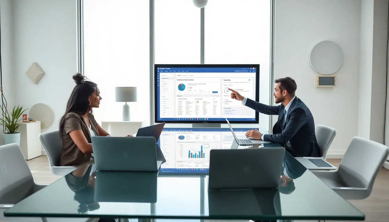 diverse team demonstrating low code automation tools in a modern office.